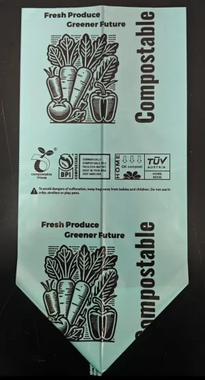 Compostable Produce Bags - 15x17 Inch (2-3 Gallon) 350 Bags/Roll- BPI & TÜV Certified, Compostable & Food Safe for Home, Grocery, Farmers Markets & Storage - Strong & Eco-Friendly - 350 Bags/Roll