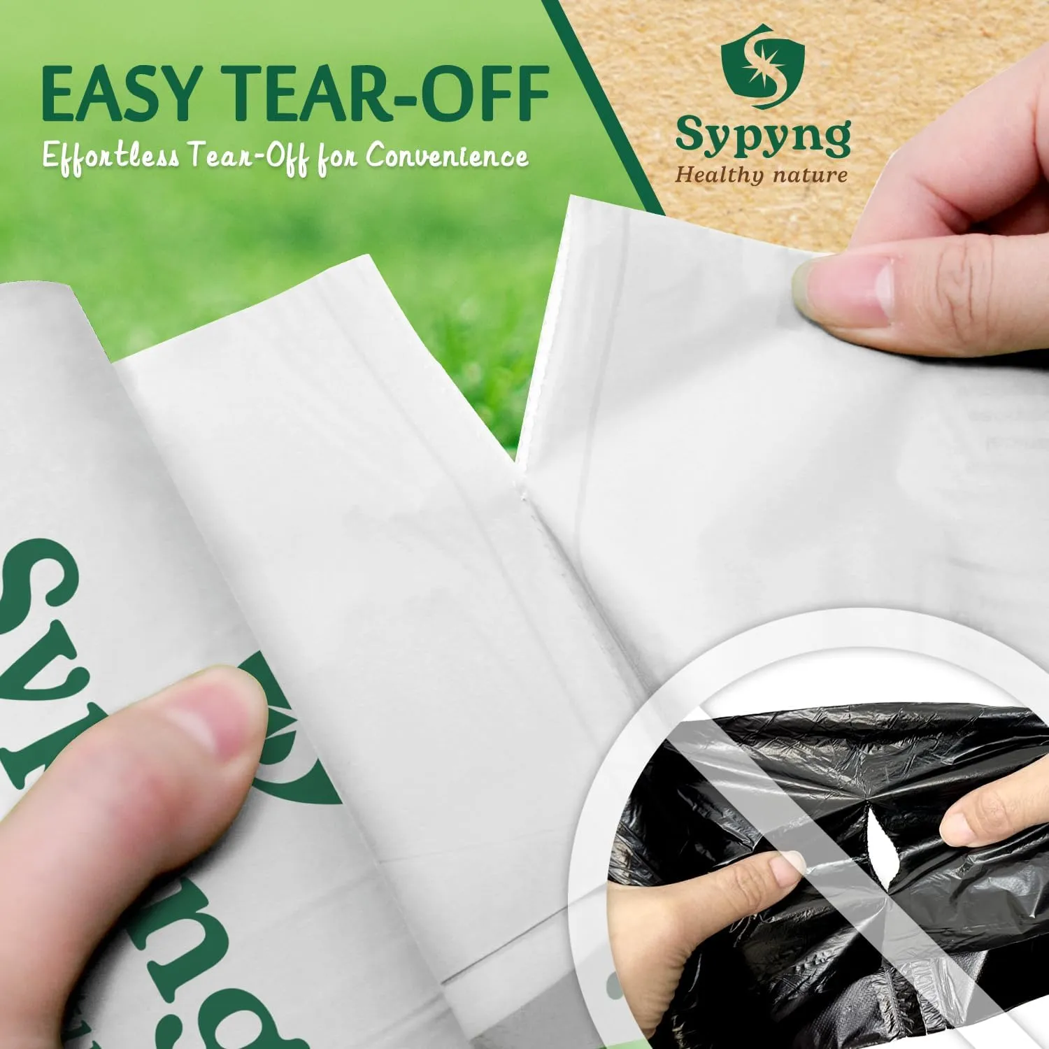 Compostable Trash Bags - Compost Bags with Drawstring - 100% Biodegradable & Recyclable, Heavy Duty Garbage Bags 50 Counts, ASTM D6400, US BPI (White,10 Gallon)