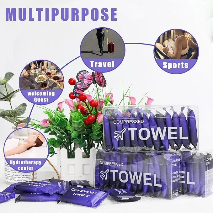 Compressed Towels,14 PCS Large Disposable Compressed Face Towel,11.8 in x 9.4 in Individual Package Magic Compressed Towel,Portable Paper Towel Tablets,Coin Tissue for Travel,Sport,Camping