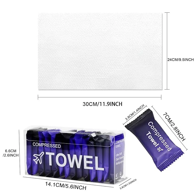 Compressed Towels,14 PCS Large Disposable Compressed Face Towel,11.8 in x 9.4 in Individual Package Magic Compressed Towel,Portable Paper Towel Tablets,Coin Tissue for Travel,Sport,Camping