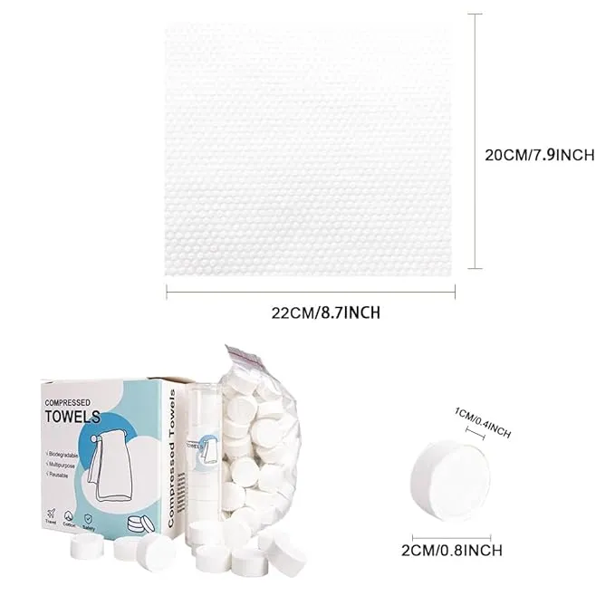 Compressed Towels,90 PCS Magic Compressed Towel with Carrying Case and Towel Dispenser,Portable Disposable Face Towel Wipes,Mini Coin Tissue for Travel,Home,Camping,Outdoor Activities