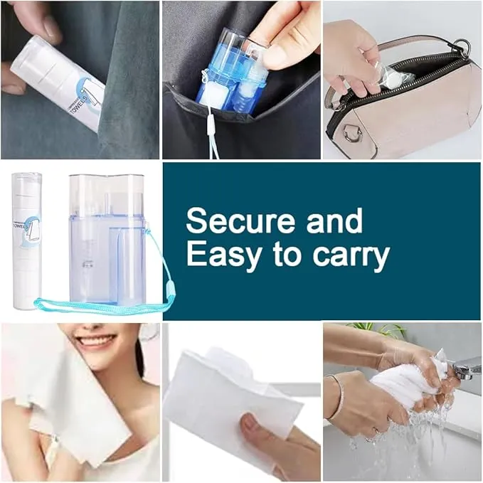 Compressed Towels,90 PCS Magic Compressed Towel with Carrying Case and Towel Dispenser,Portable Disposable Face Towel Wipes,Mini Coin Tissue for Travel,Home,Camping,Outdoor Activities