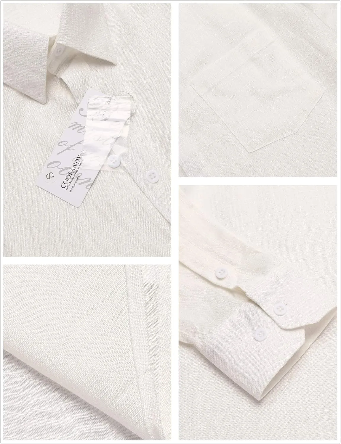 COOFANDY Men's Casual Button Down Shirt Long Sleeve Linen Chambray Shirt