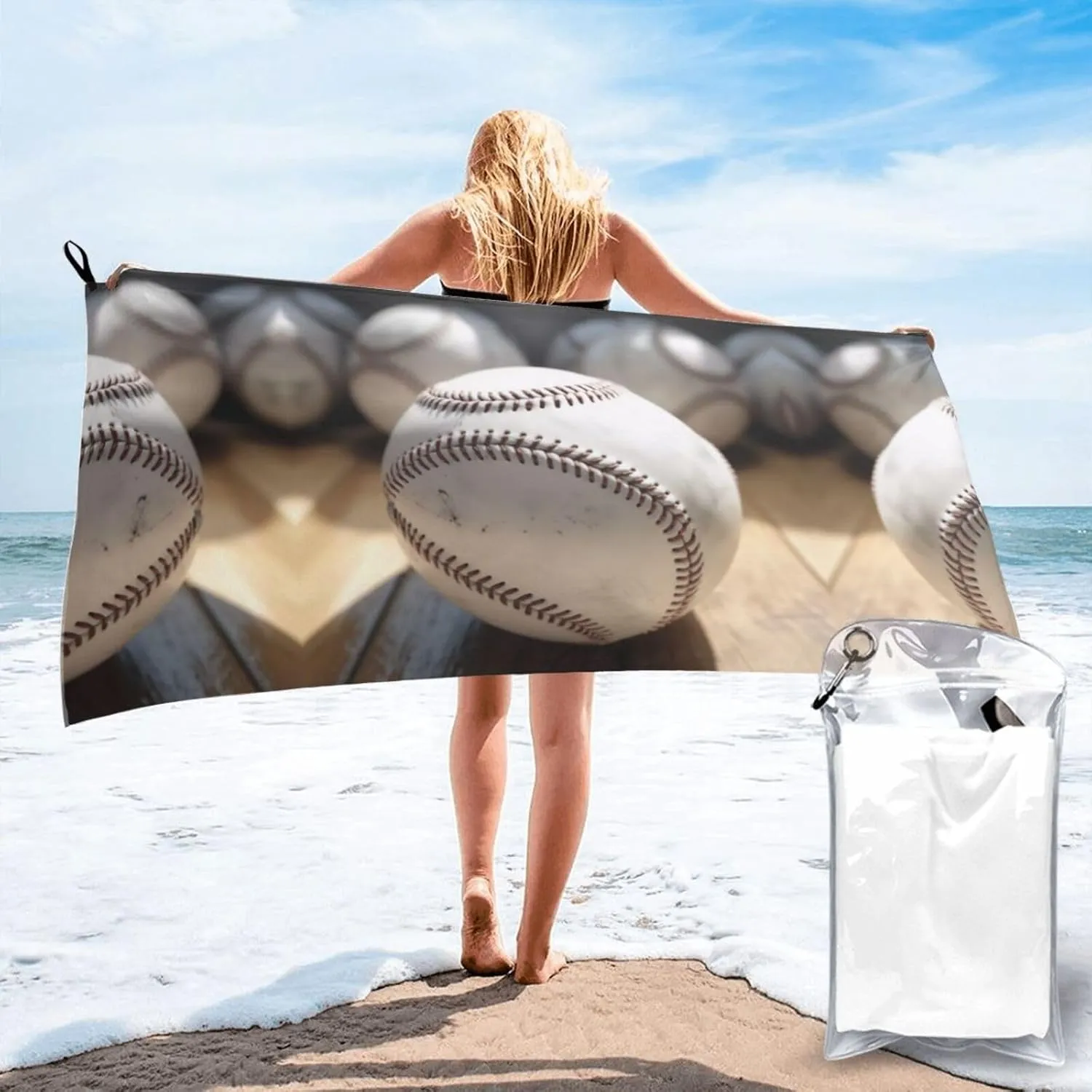 Cool Grey Baseball Premium Compact Microfiber Travel Towel-Featherlight & Quick Dry,Sand-Resistant Beach Towel for Swimming,Camping,Vacation Essentials with Carry Pouch