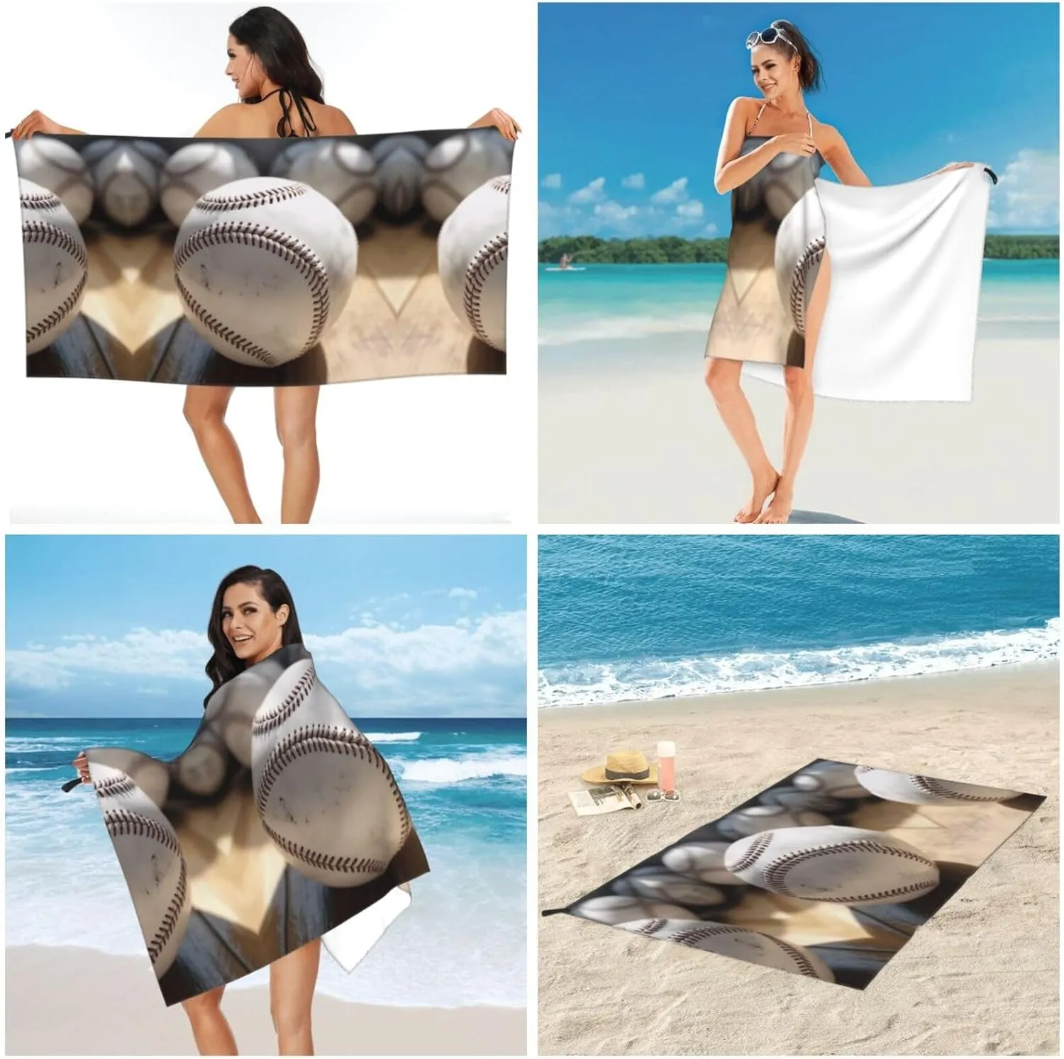 Cool Grey Baseball Premium Compact Microfiber Travel Towel-Featherlight & Quick Dry,Sand-Resistant Beach Towel for Swimming,Camping,Vacation Essentials with Carry Pouch
