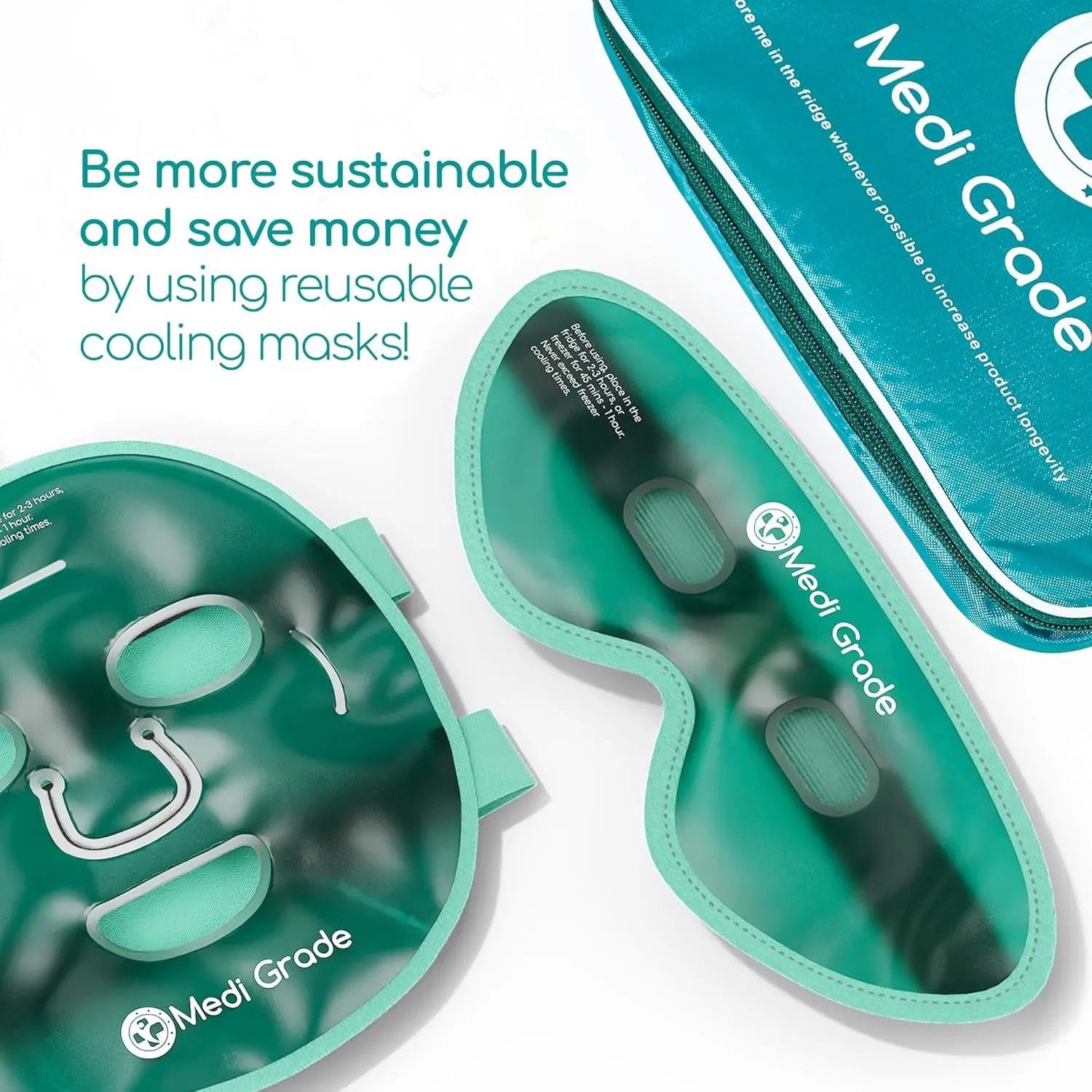 Cooling Ice Face Mask and Cooling Eye Mask for Puffy Eyes & Migraine Relief - Self Care Face Ice Pack with Chillgel Face Ice Mask Technology - Cooling Face Mask, Eye Pads and Bag