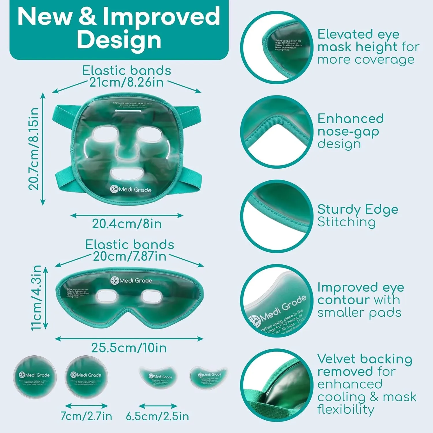 Cooling Ice Face Mask and Cooling Eye Mask for Puffy Eyes & Migraine Relief - Self Care Face Ice Pack with Chillgel Face Ice Mask Technology - Cooling Face Mask, Eye Pads and Bag