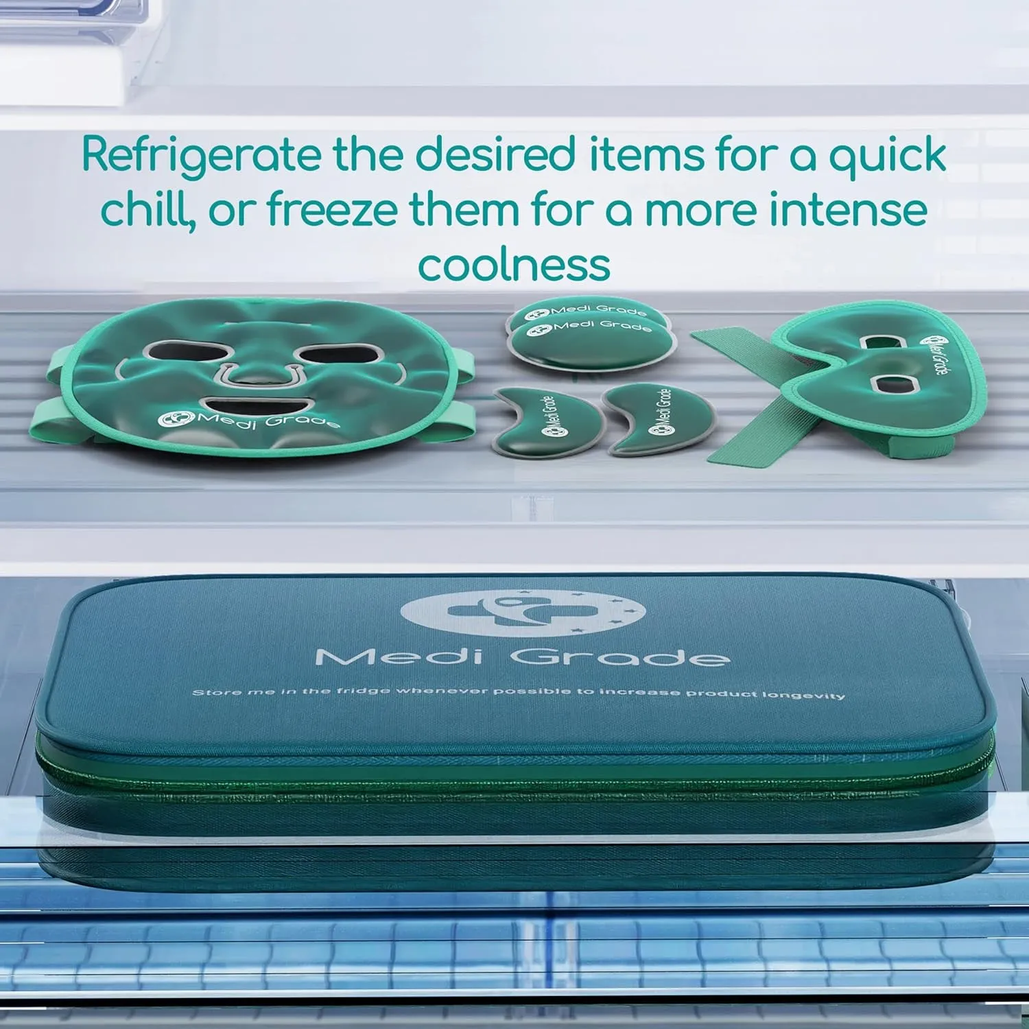 Cooling Ice Face Mask and Cooling Eye Mask for Puffy Eyes & Migraine Relief - Self Care Face Ice Pack with Chillgel Face Ice Mask Technology - Cooling Face Mask, Eye Pads and Bag
