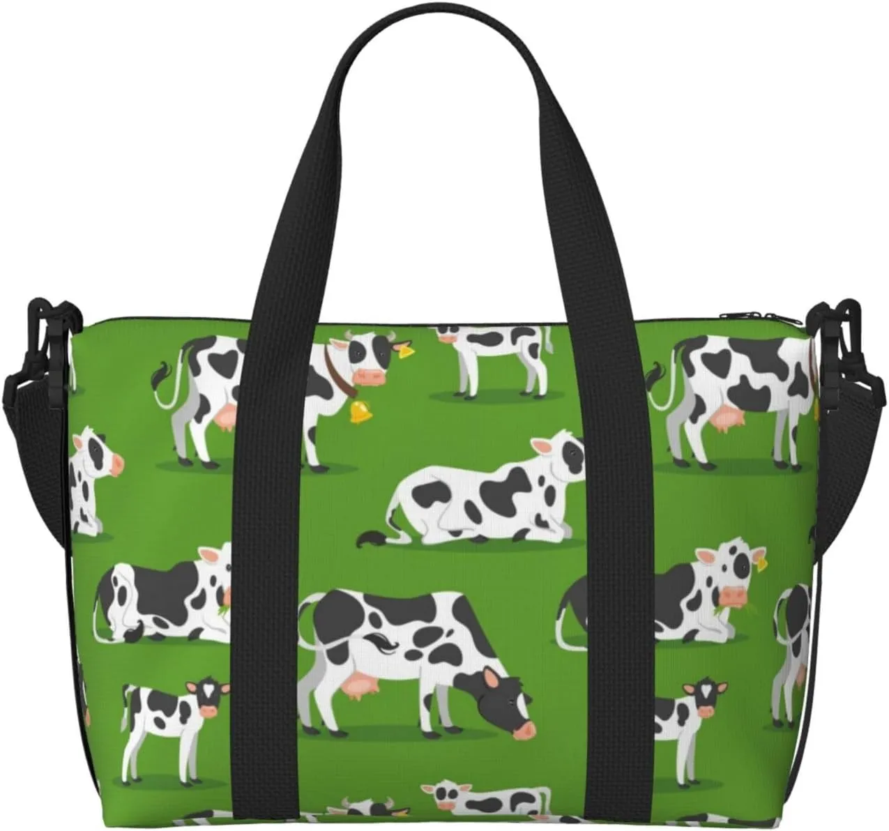 Cows With Calfs Green Carry on Luggage Travel Bag Travel Bag for Women Men Large Duffle Bag for Travel Bag for Travel, Business Trips, Work, Gym