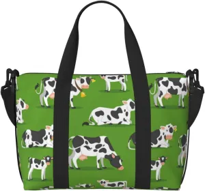 Cows With Calfs Green Carry on Luggage Travel Bag Travel Bag for Women Men Large Duffle Bag for Travel Bag for Travel, Business Trips, Work, Gym