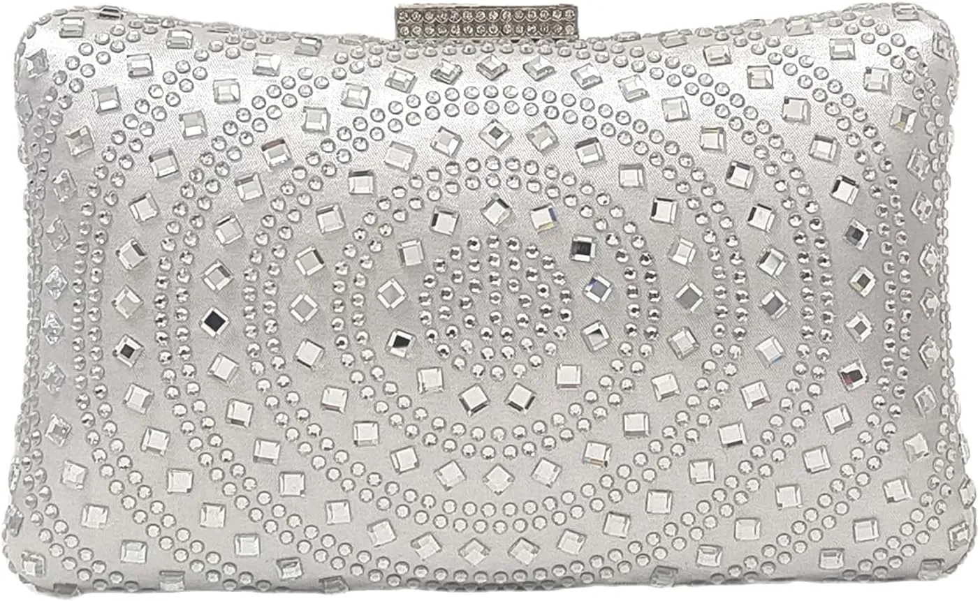 Crystal Box Clutch Rhinestone Handbags For Women Party Purse Wedding Evening Bag