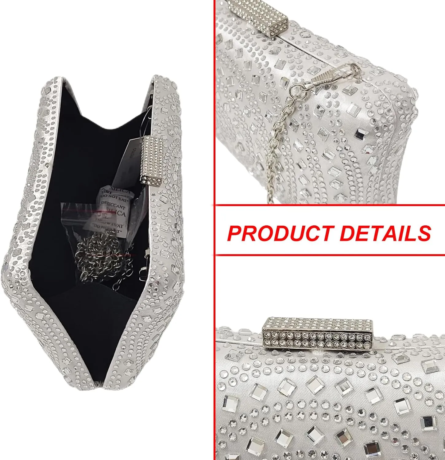 Crystal Box Clutch Rhinestone Handbags For Women Party Purse Wedding Evening Bag