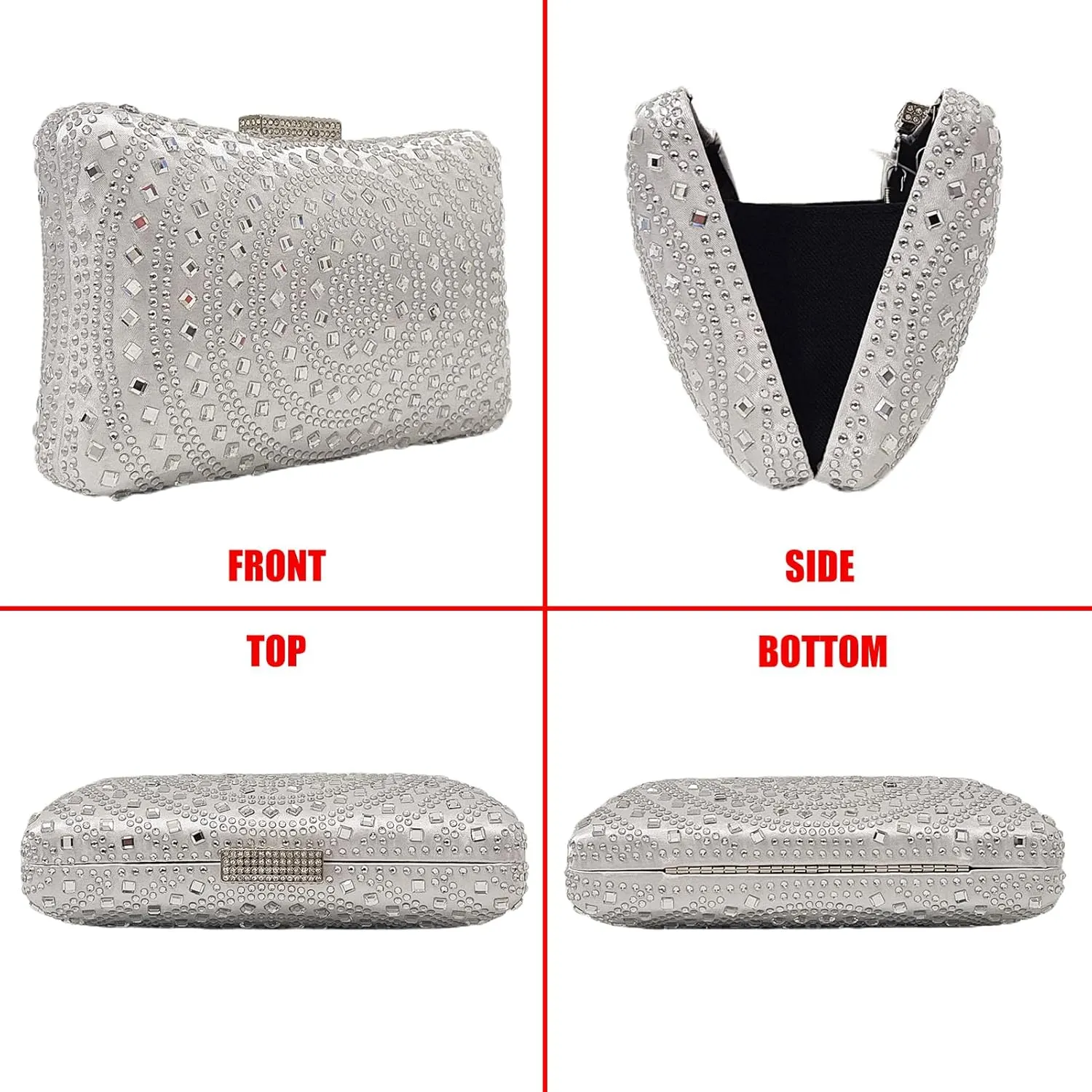 Crystal Box Clutch Rhinestone Handbags For Women Party Purse Wedding Evening Bag