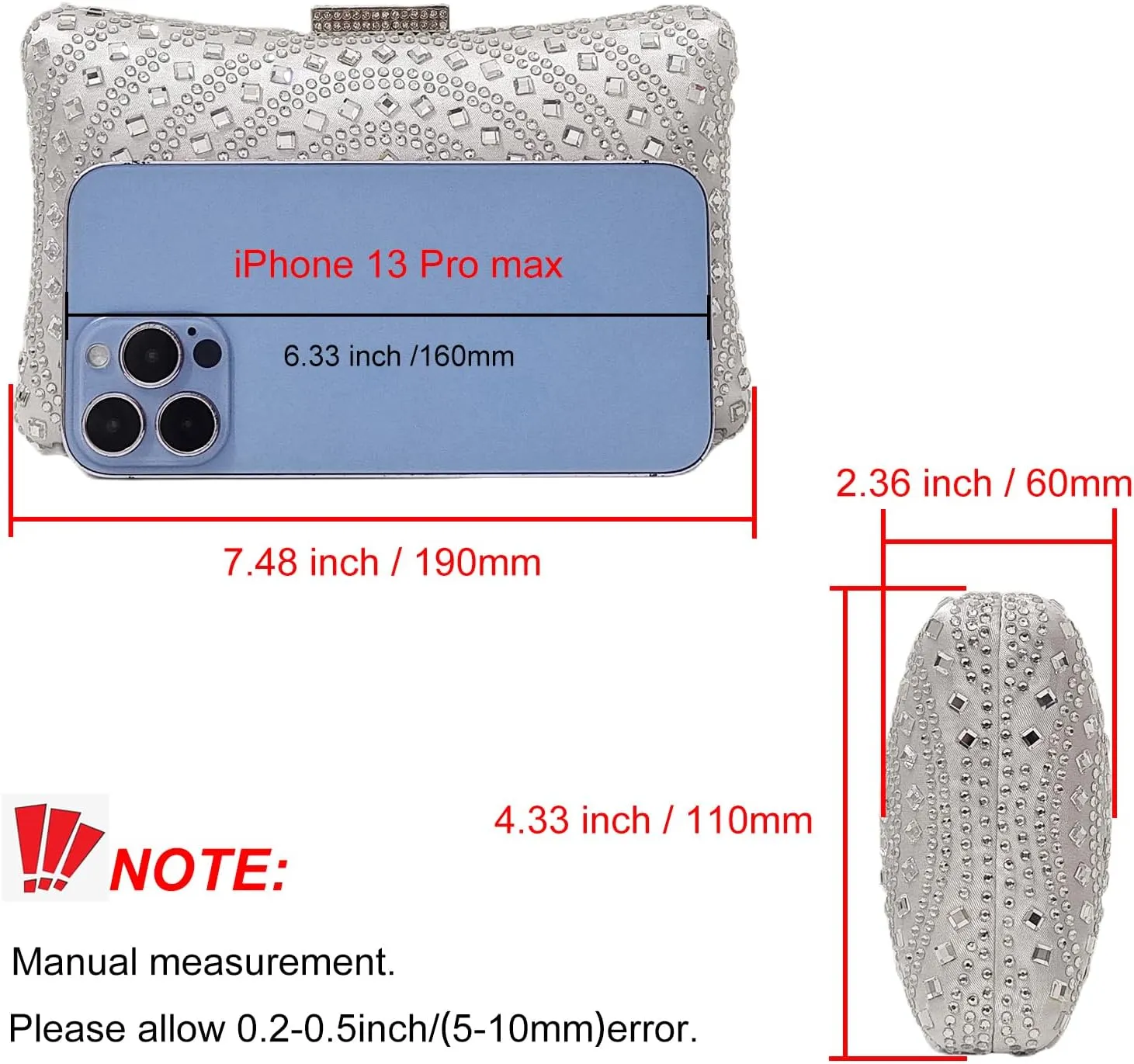 Crystal Box Clutch Rhinestone Handbags For Women Party Purse Wedding Evening Bag