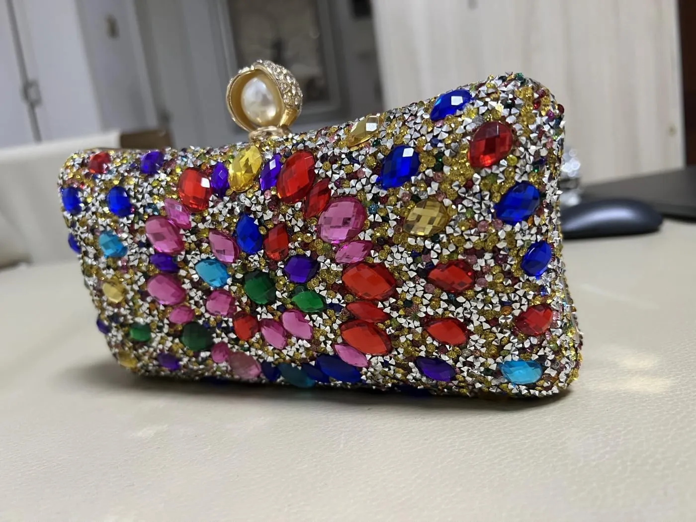 Crystal Box Clutch, Women Rhinestone Purse Handbag, Jeweled Evening Bags