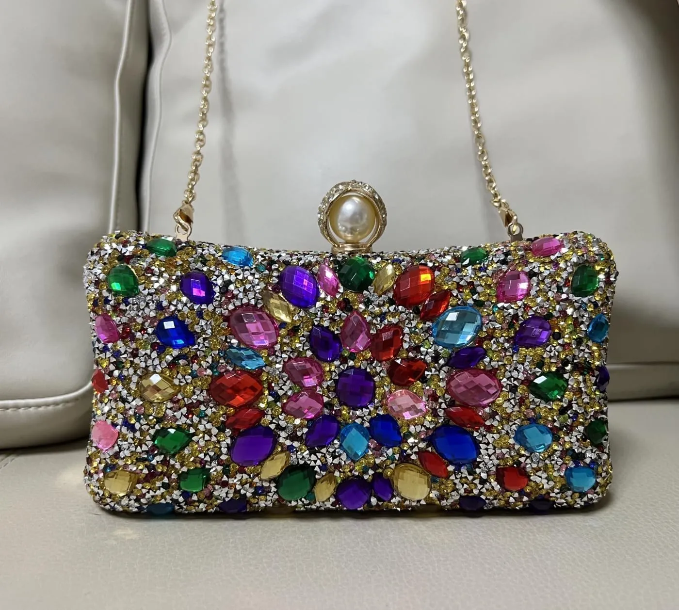 Crystal Box Clutch, Women Rhinestone Purse Handbag, Jeweled Evening Bags