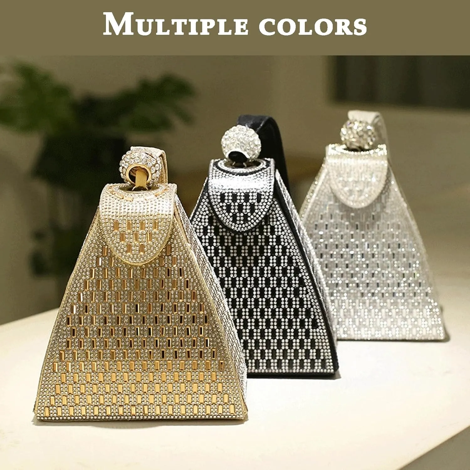 Crystal Pyramid Handbag-Delicate Rhinestones Luxury Evening Bags Fashion Evening Handbag, Cocktail Purse