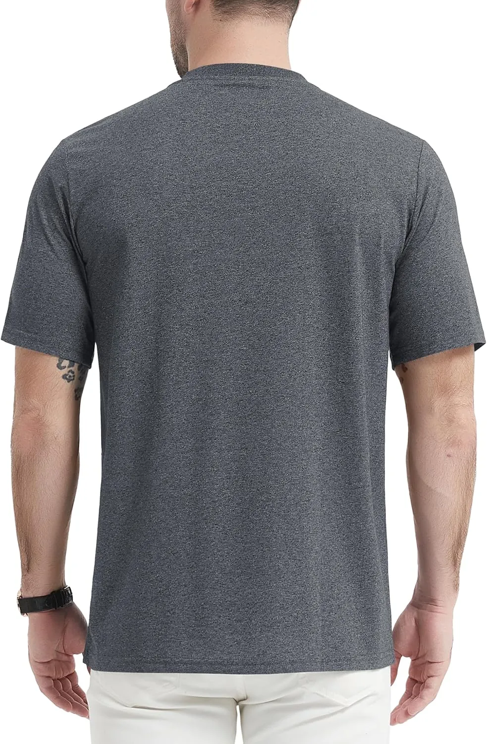 CRYSULLY Men's Henley Shirt Short Sleeve Cotton T-Shirts Pocket 3 Button Tops Lightweight Casual Basic Tee