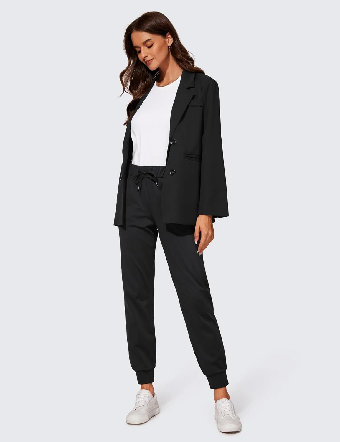 CRZ YOGA 4-Way Stretch Golf Joggers for Women, 28" Casual Travel Workout Pants, Lounge Athletic Sweatpants with Pockets