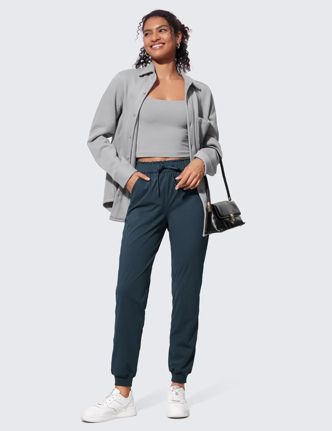 CRZ YOGA 4-Way Stretch High Waisted Joggers for Women Casual Dress Work Workout Pants Pockets