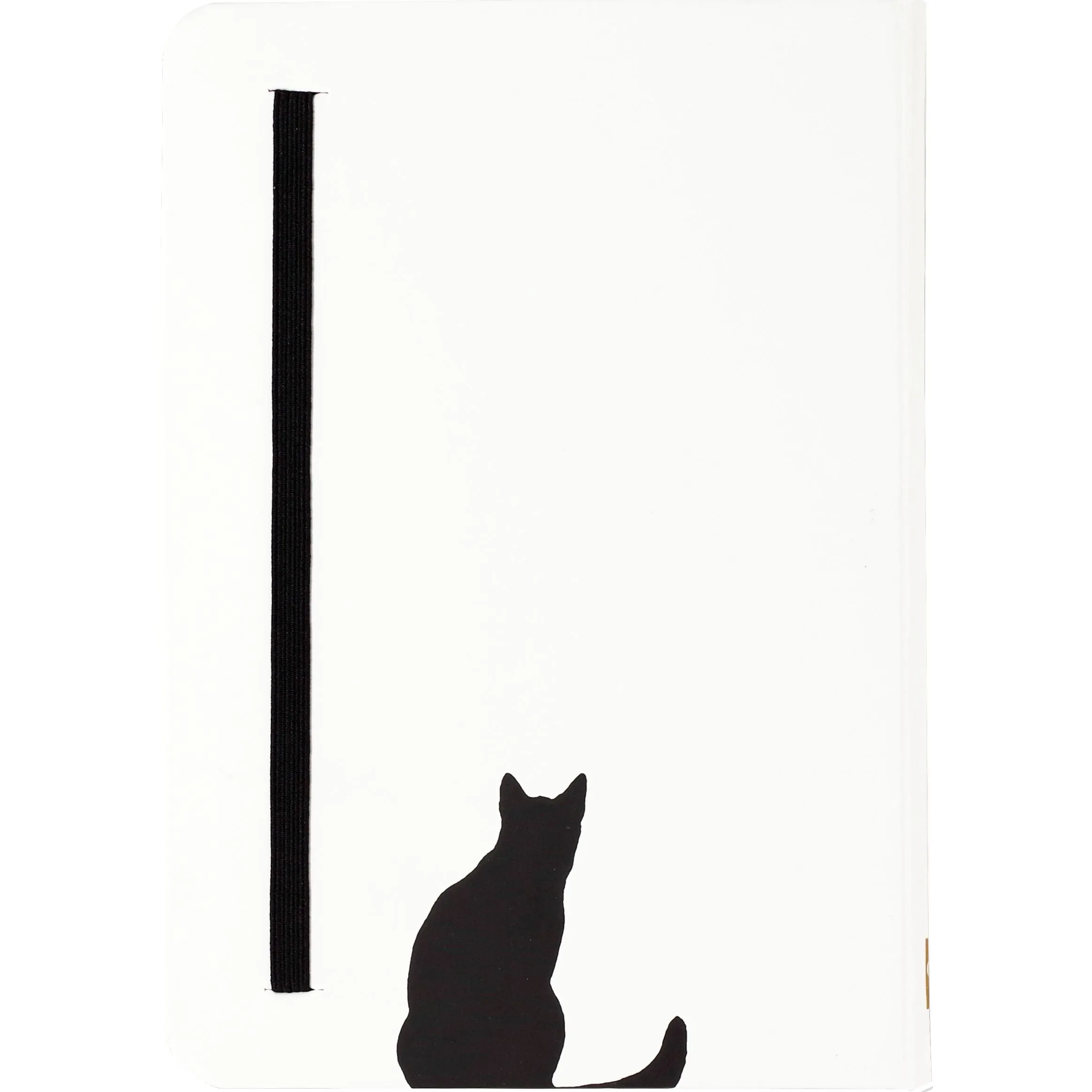 Curious Black Cat Journal in Matte White Cover | Hard Cover Binding Feline Notebook | 5''  x 7''