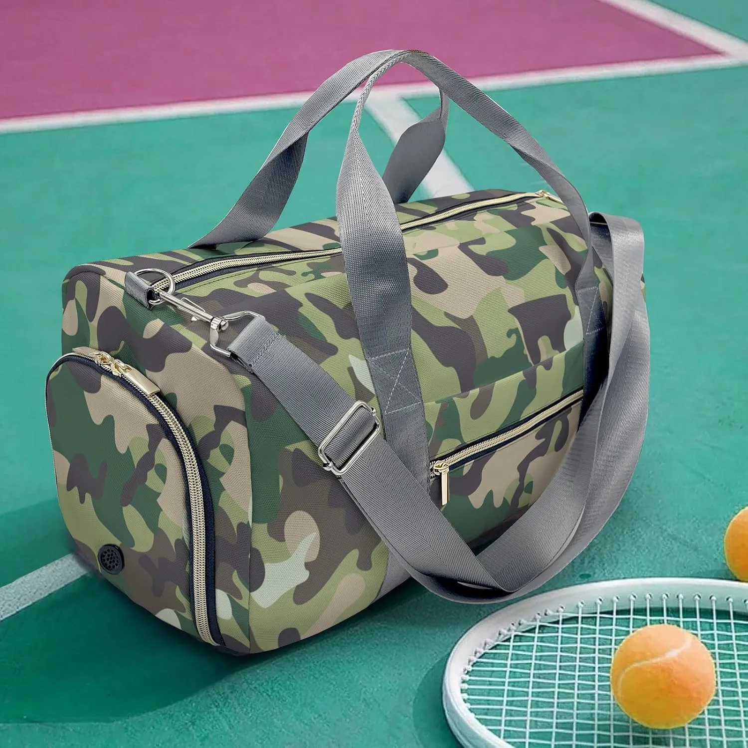 Custom Colorful Camouflage Duffel Bag with Name Child Kids Adjustable Shoulder Strap Travel Bag for Boys Girls Teens