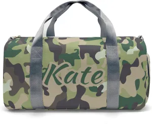 Custom Colorful Camouflage Duffel Bag with Name Child Kids Adjustable Shoulder Strap Travel Bag for Boys Girls Teens