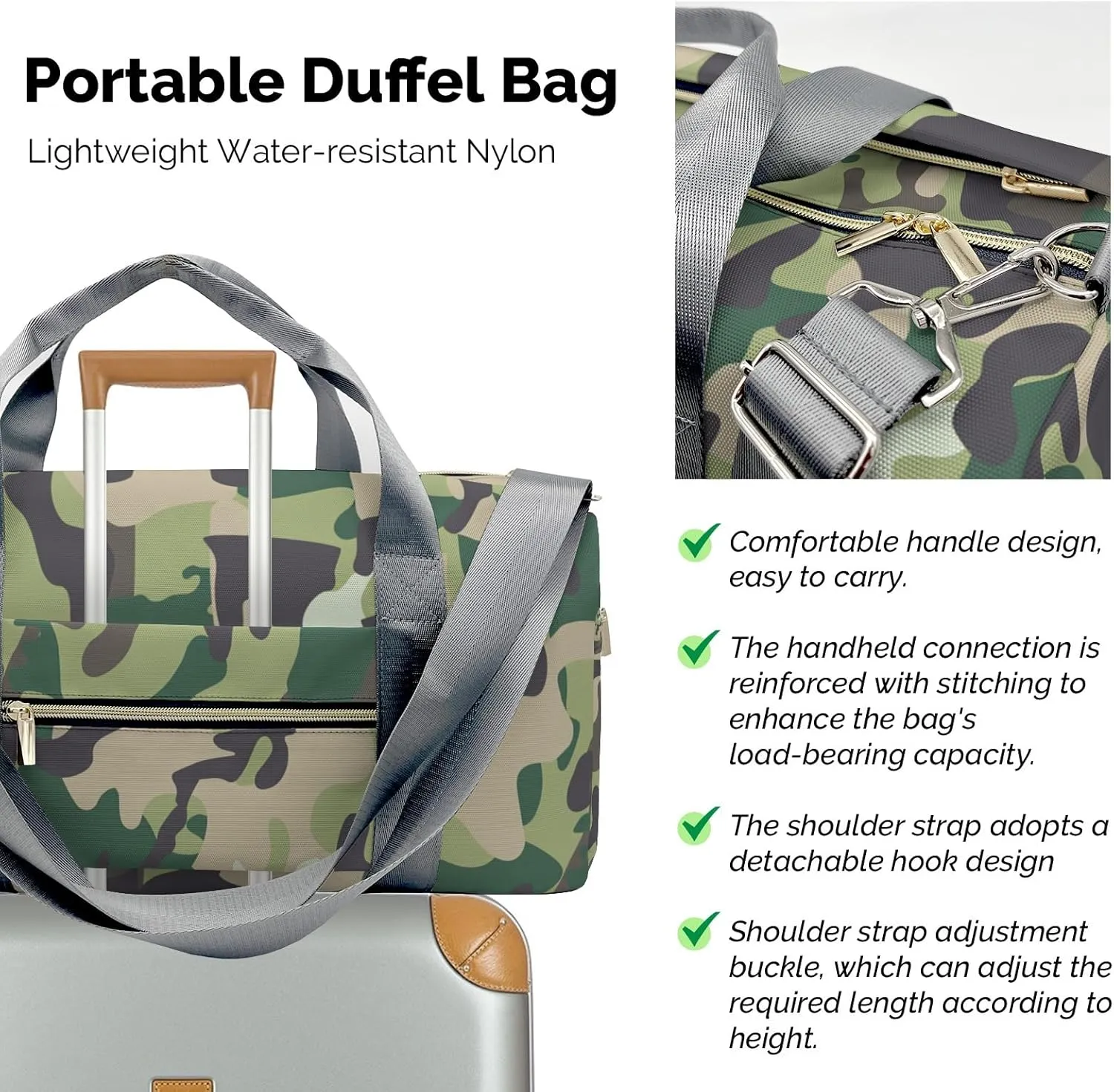 Custom Colorful Camouflage Duffel Bag with Name Child Kids Adjustable Shoulder Strap Travel Bag for Boys Girls Teens