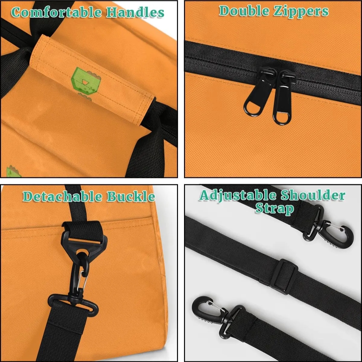Custom Duffel Bag for Kids Small Sports Gym Bag for Boys Overnight Bag Kids Travel Luggage Bag Music Dinosaur Orange Sports Bag