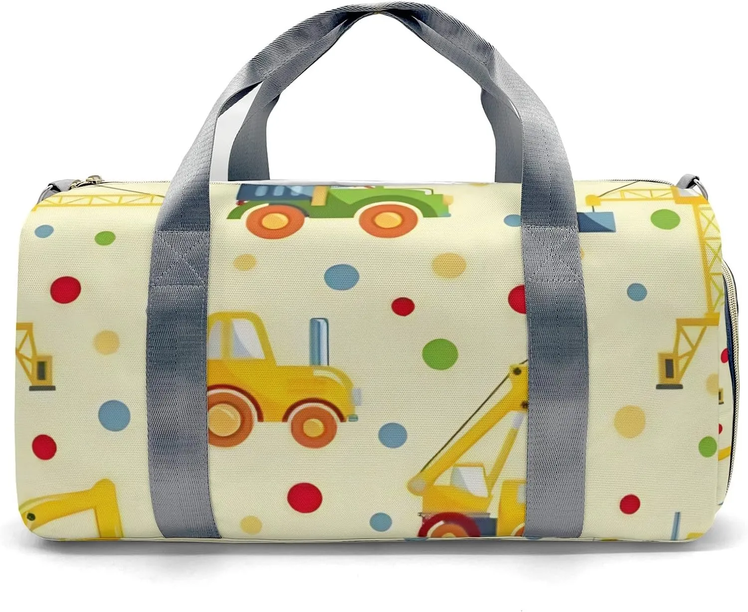 Custom Duffel Overnight Travel Bag for Sports Workout Girls Boy,Point Truck Crane Jump Personalized Duffle Bag Gifts
