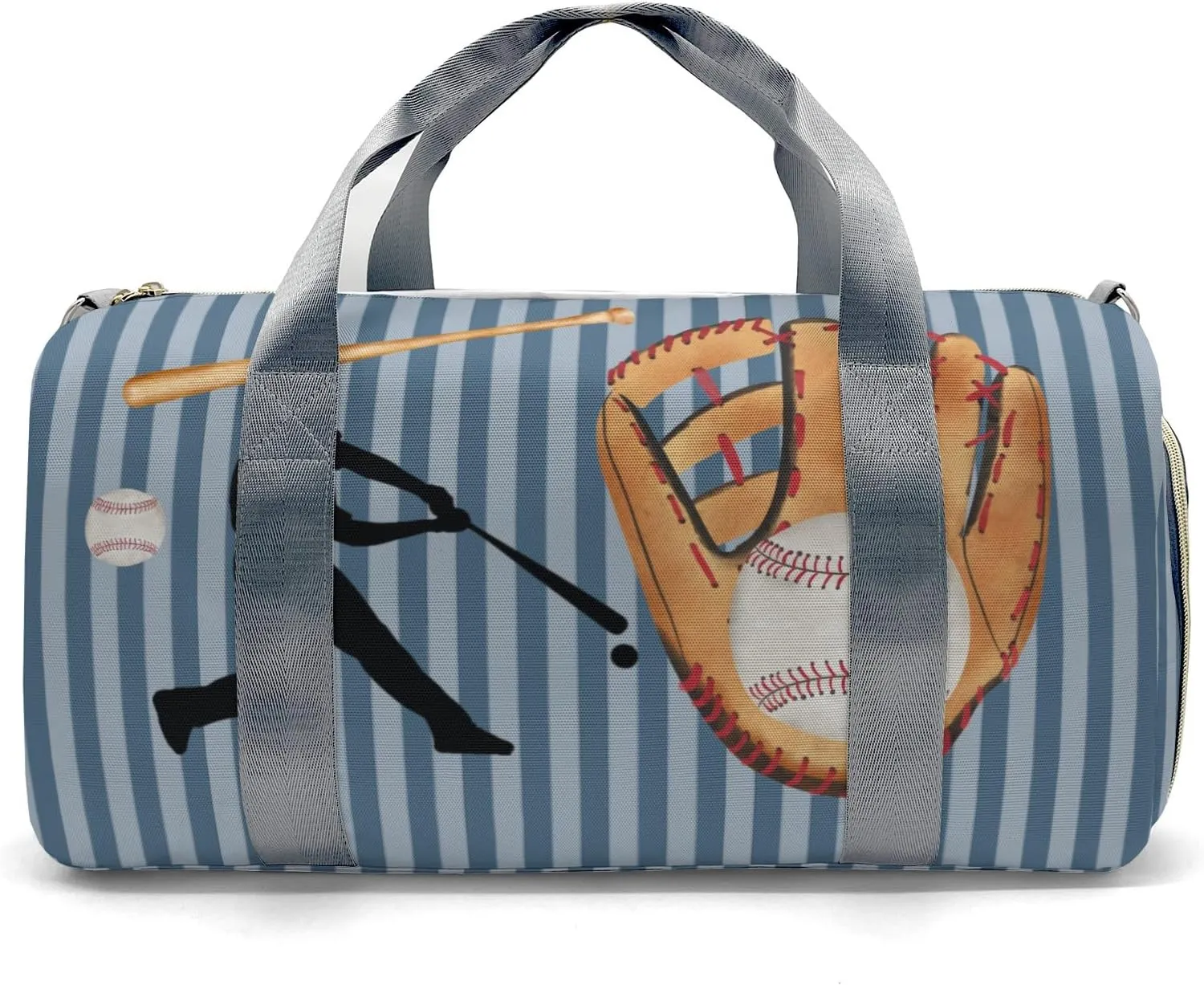 Custom Duffel Overnight Travel Bag for Sports Workout Girls Boys,Baseball Player Stripes Aegean Personalized Duffle Bag Gifts