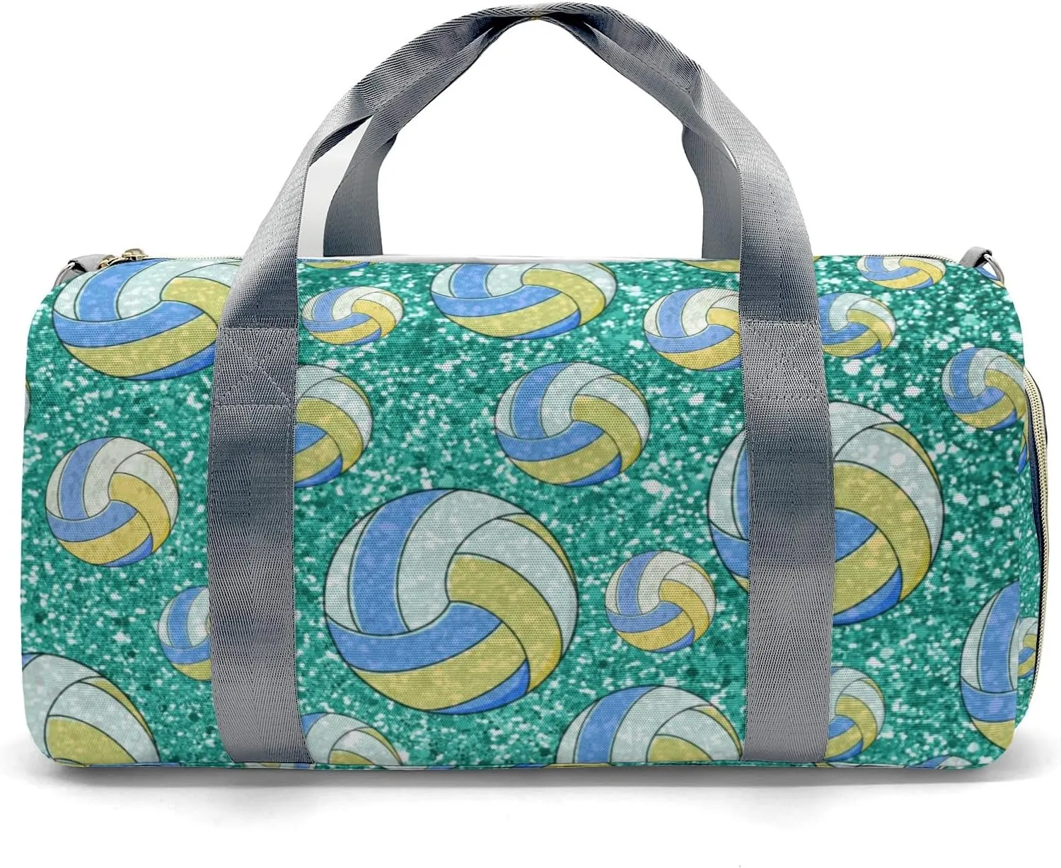 Custom Duffel Overnight Travel Bag for Sports Workout Girls Boys,Sport Volleyball Teal Personalized Duffle Bag Gifts