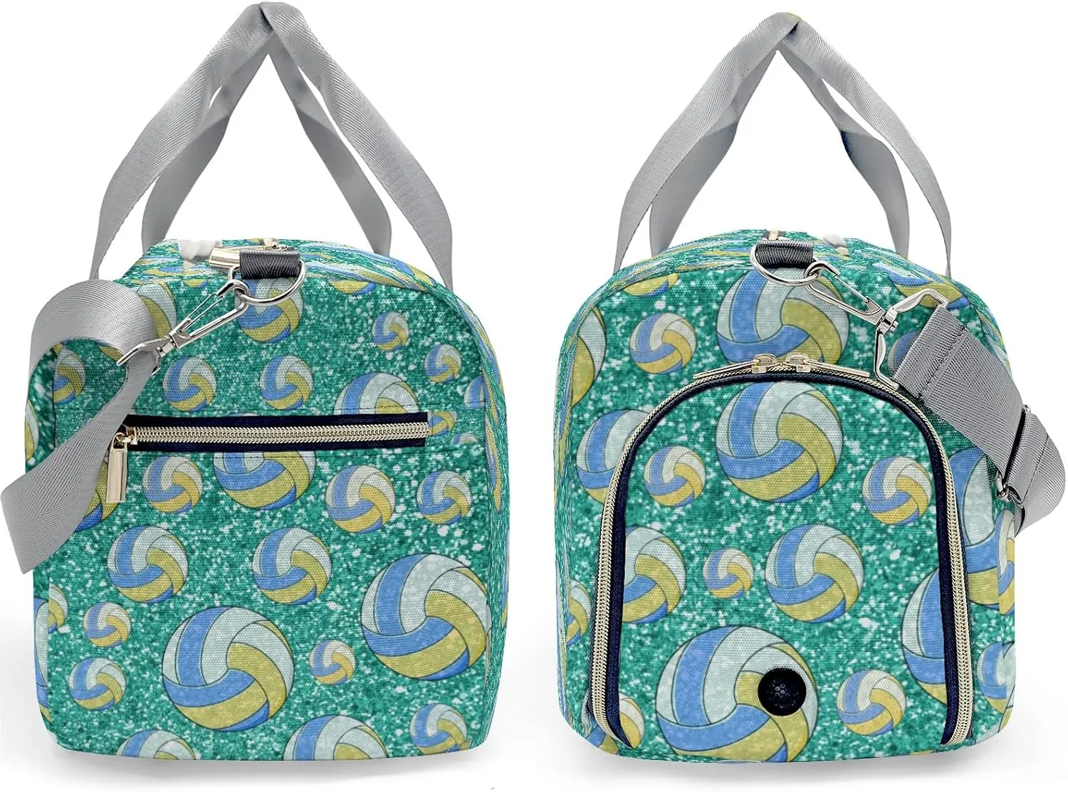 Custom Duffel Overnight Travel Bag for Sports Workout Girls Boys,Sport Volleyball Teal Personalized Duffle Bag Gifts