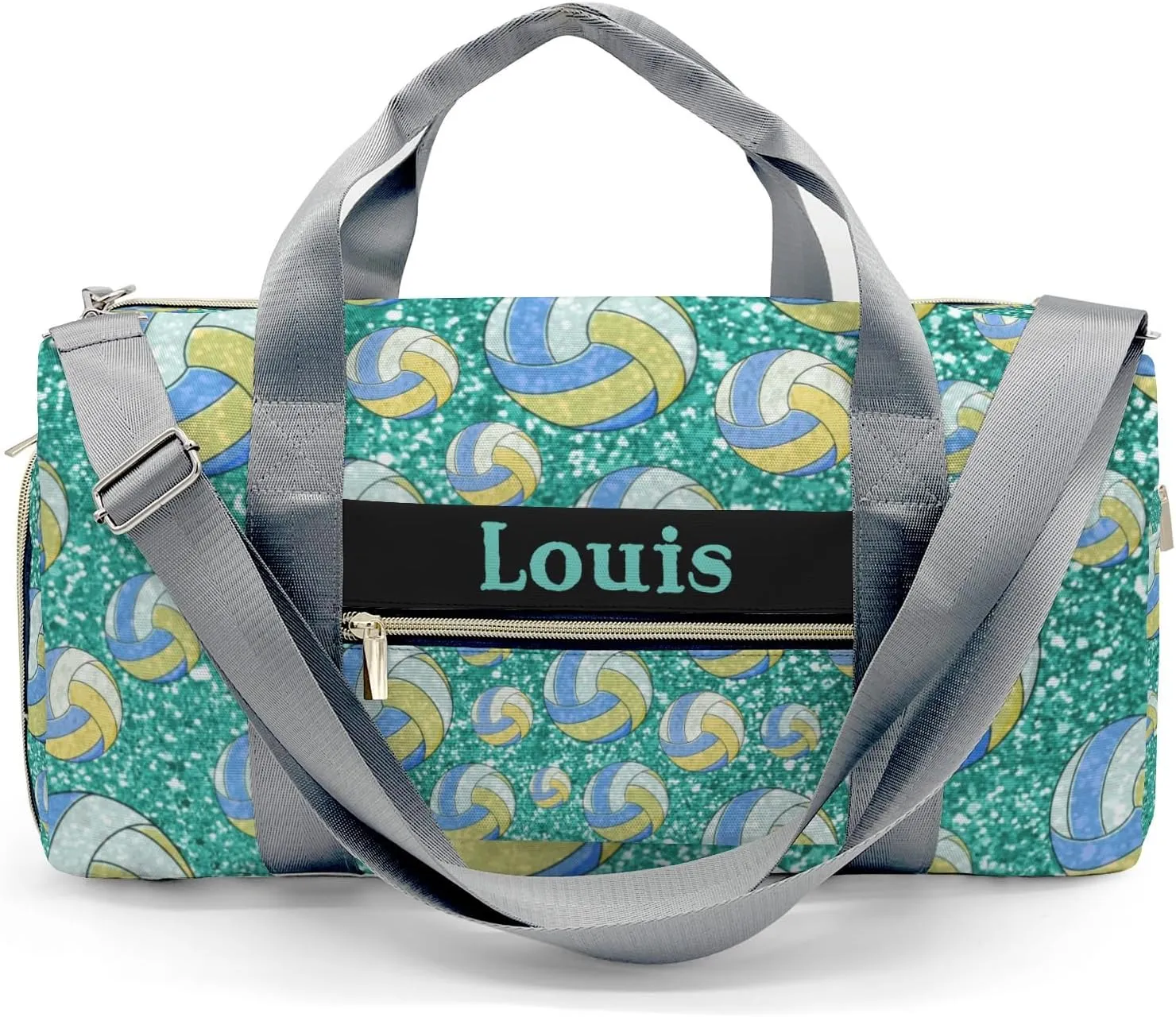 Custom Duffel Overnight Travel Bag for Sports Workout Girls Boys,Sport Volleyball Teal Personalized Duffle Bag Gifts