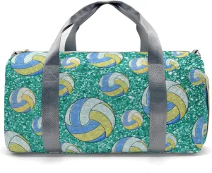 Custom Duffel Overnight Travel Bag for Sports Workout Girls Boys,Sport Volleyball Teal Personalized Duffle Bag Gifts