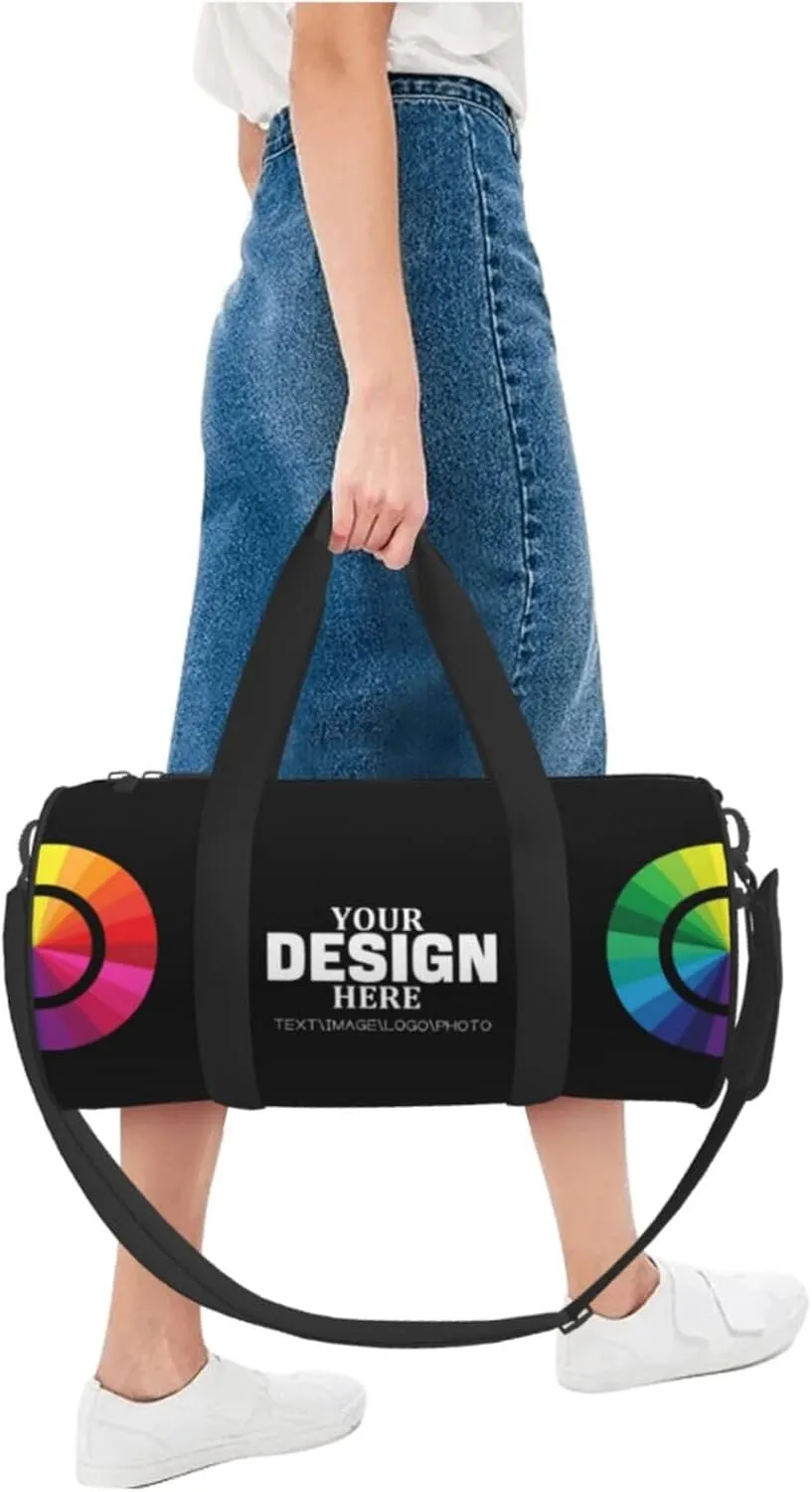 Custom Duffle Bag Personalized Travel Bag for Men Women, Customized Sport Gym Bag Weekend Camp Bag with Photo Text Logo