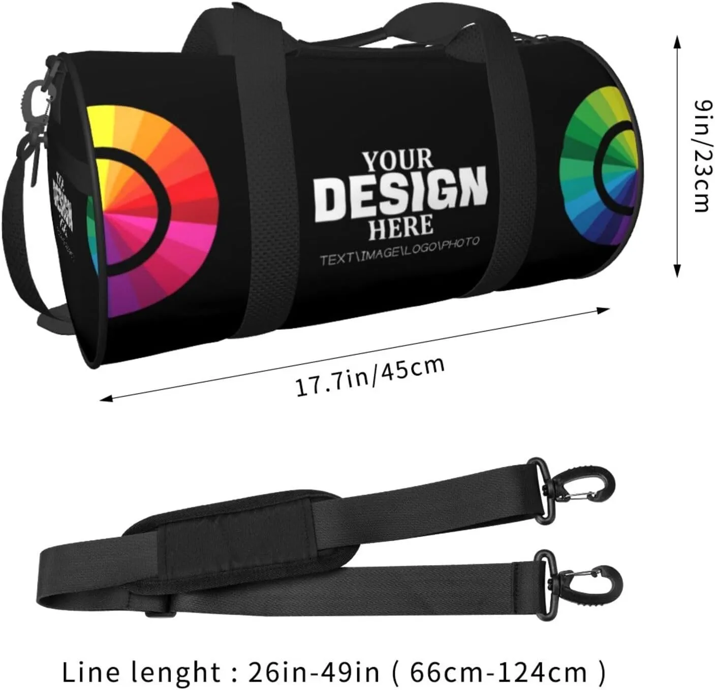 Custom Duffle Bag Personalized Travel Bag for Men Women, Customized Sport Gym Bag Weekend Camp Bag with Photo Text Logo