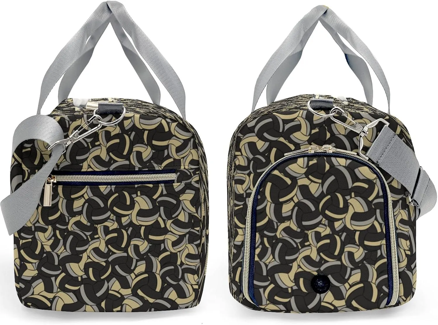 Custom Gold Khaki Black Volleyball Duffel Bag with Name Adjustable Shoulder Strap Travel Bag for Teens Adults