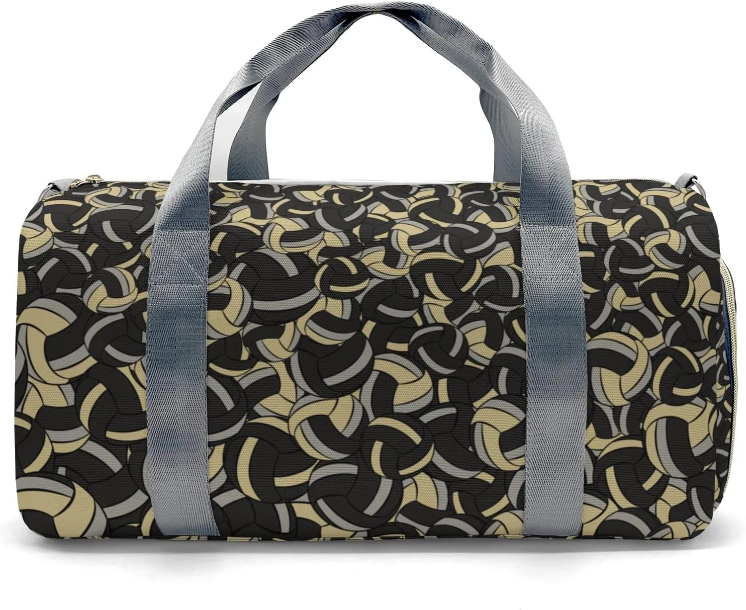 Custom Gold Khaki Black Volleyball Duffel Bag with Name Adjustable Shoulder Strap Travel Bag for Teens Adults