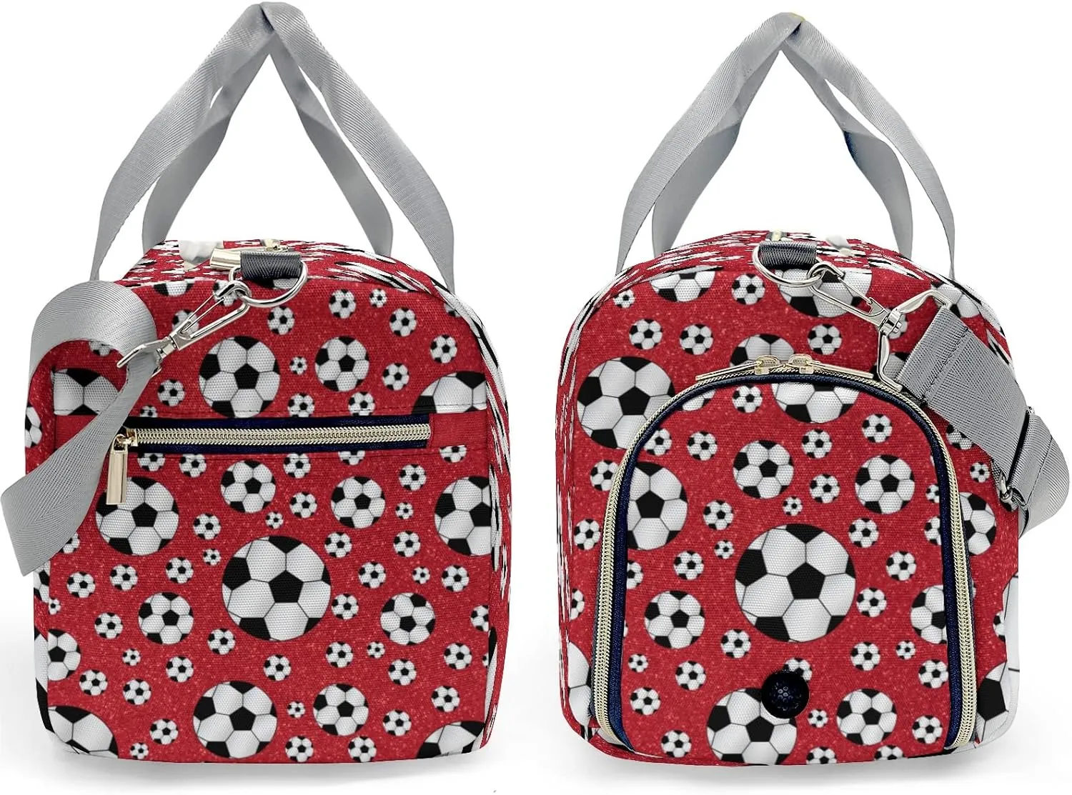 Custom Kids Sport Soccer Balls Red Glitter Duffel Overnight Dance Bag for Girls Personalized Dance Duffle Bag for Women Girls Customized Kids Gifts