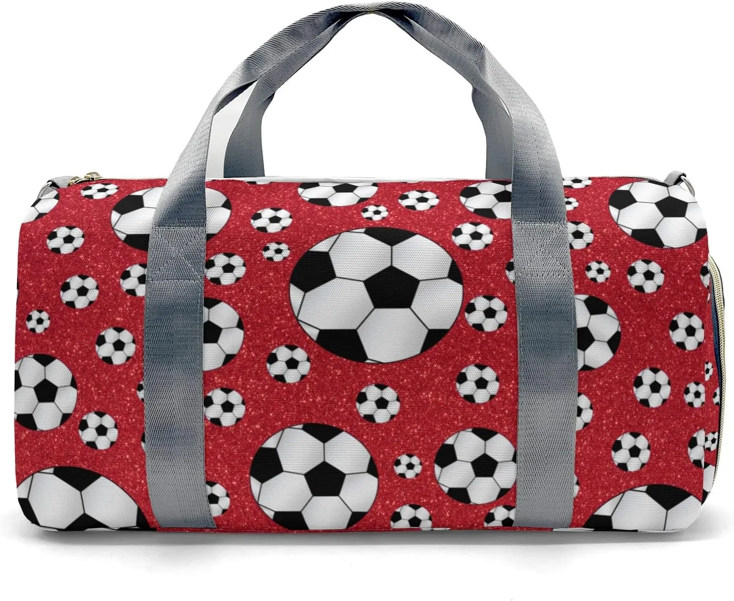 Custom Kids Sport Soccer Balls Red Glitter Duffel Overnight Dance Bag for Girls Personalized Dance Duffle Bag for Women Girls Customized Kids Gifts