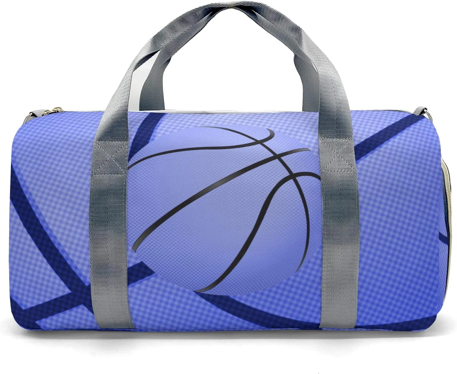 Custom Sport Basketball Print Duffel Bag with Name Child Kids Adjustable Shoulder Strap Travel Bag for Boys Girls Teens