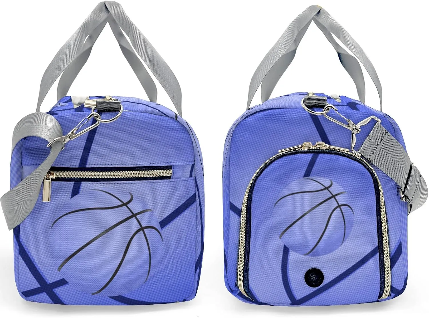 Custom Sport Basketball Print Duffel Bag with Name Child Kids Adjustable Shoulder Strap Travel Bag for Boys Girls Teens