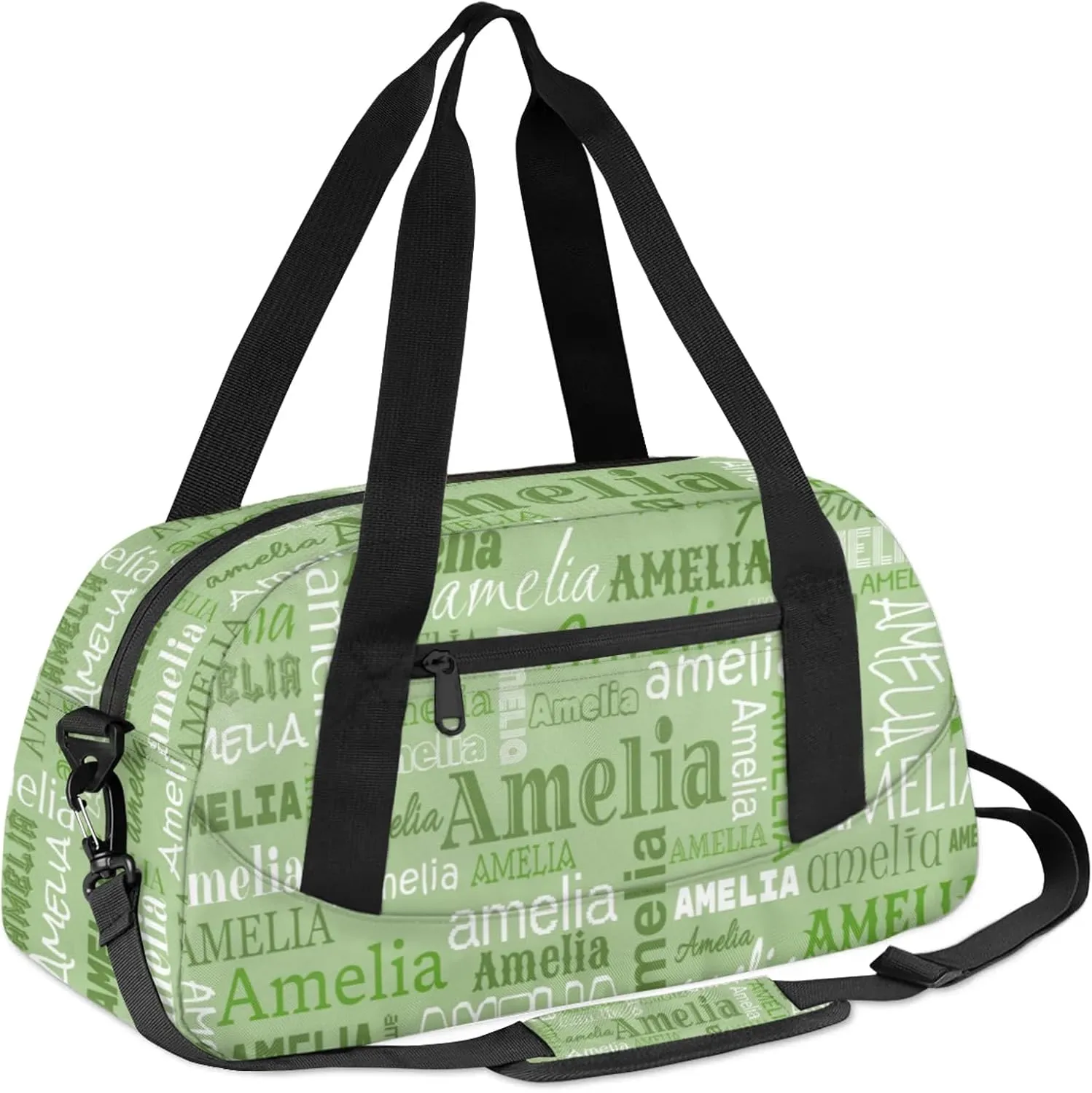 Custom Sports Duffel Bag with Name Personalized Gymnastics Bag for Women Men Dance Ballet Bag Travel Duffels Lightweight 18.5in, Grass Green