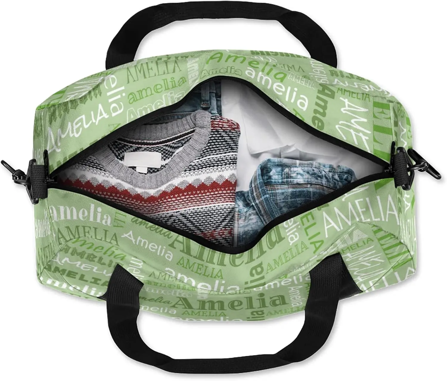 Custom Sports Duffel Bag with Name Personalized Gymnastics Bag for Women Men Dance Ballet Bag Travel Duffels Lightweight 18.5in, Grass Green