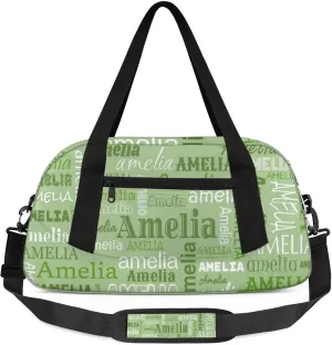 Custom Sports Duffel Bag with Name Personalized Gymnastics Bag for Women Men Dance Ballet Bag Travel Duffels Lightweight 18.5in, Grass Green