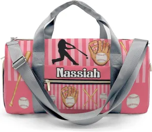 Custon Name Baseball Player Stripes Flamingo Gym Sport Yoga Duffel Bag Sport Player Travel Bag,Sport Gym Bag Personalized Gift for Travel Hand Bag Carry on Bag