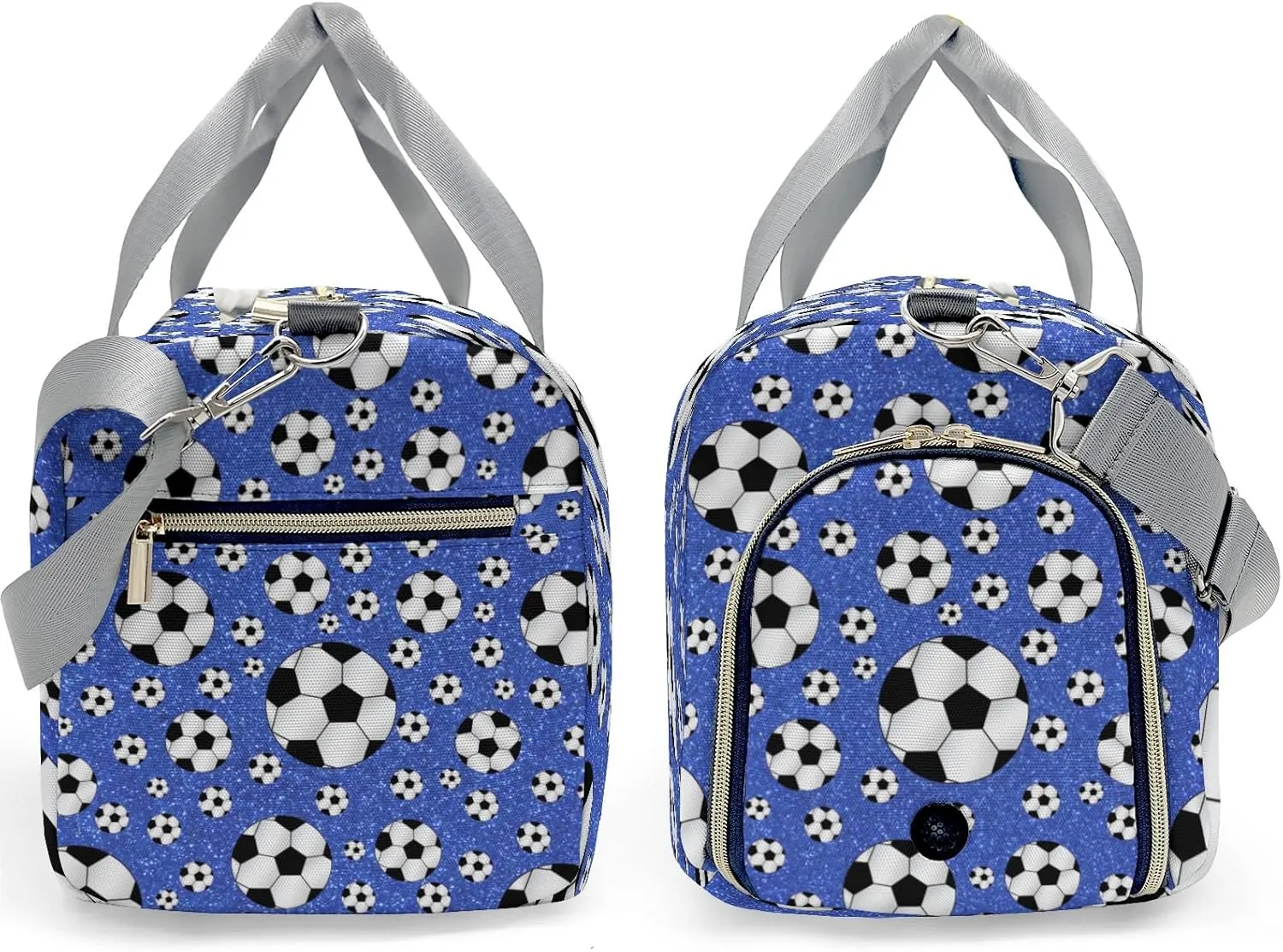 Custon Name Blue Glitter Balls Soccer Gym Duffel Bag Sport Player Travel Bag Personalized Gift for Travel Hand Bag Carry on Bag