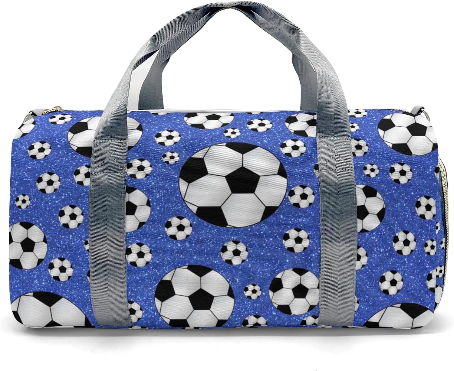 Custon Name Blue Glitter Balls Soccer Gym Duffel Bag Sport Player Travel Bag Personalized Gift for Travel Hand Bag Carry on Bag