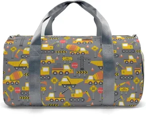 Custon Name Construction Truck Gray Gym Sport Yoga Duffel Bag Sport Player Travel Bag,Sport Gym Bag Personalized Gift for Travel Hand Bag Carry on Bag